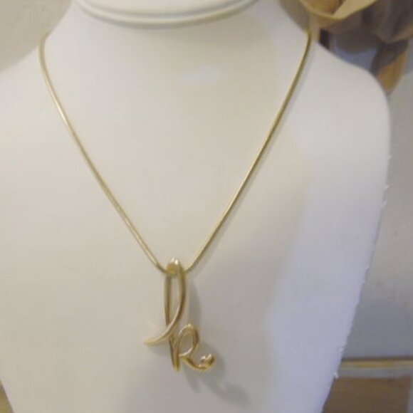 Colleen Lopez Fancy Cursive Script Initial "K" Pendant w/Chain 18" - Picture 5 of 9